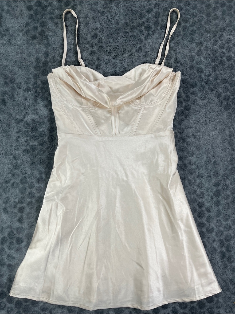 Princess Polly Cream/Champagne Satin Cowl Mini Dress New With Tags